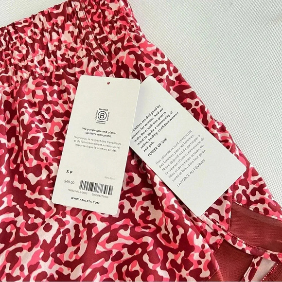 Athleta Shorts High Rise Mesh Racer Run Burgundy Leopard Built-In Liner 3" - Picture 14 of 15